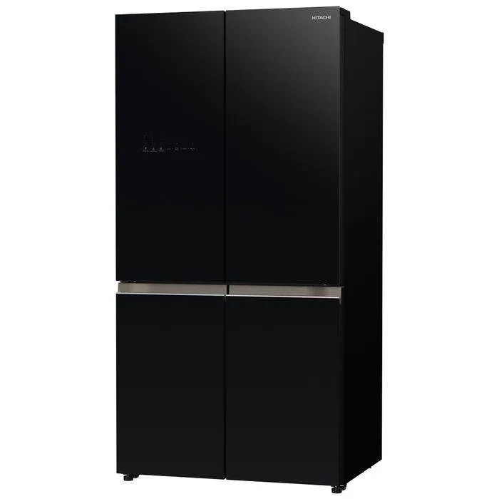 Hitachi R-WB640VM0 GBK Fridge 4 Doors G569L Inverter French Bottom Freezer Inverter VAC.COMP Glass Black