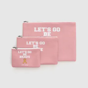 Let's Go Be Brave Light Pink Zipper Pouch