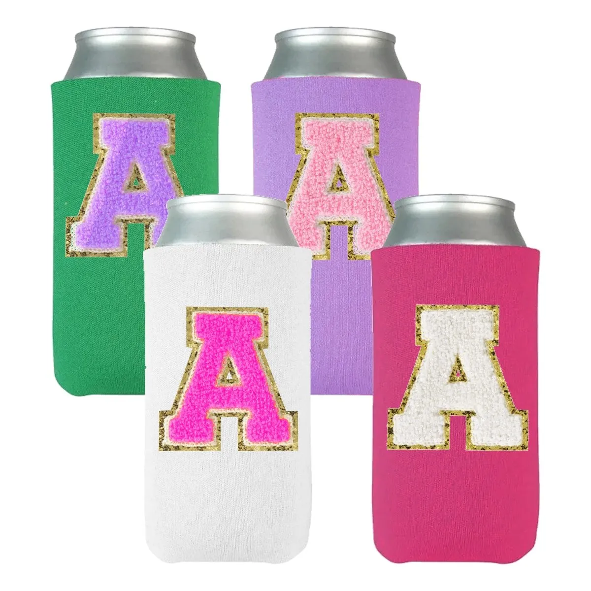 Letter Patch Slim Can Koozie