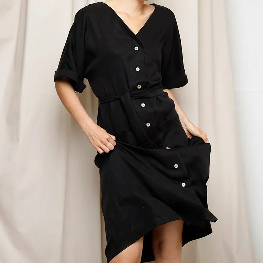 Louise Dress, Tencel Black Size XS