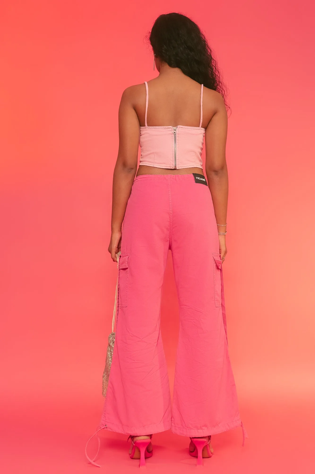 Low Rise Fuchsia Cargo Pants