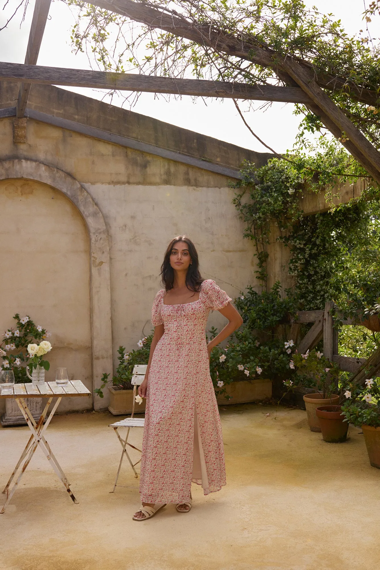 Luminous Dreams Floral Maxi Dress Pink