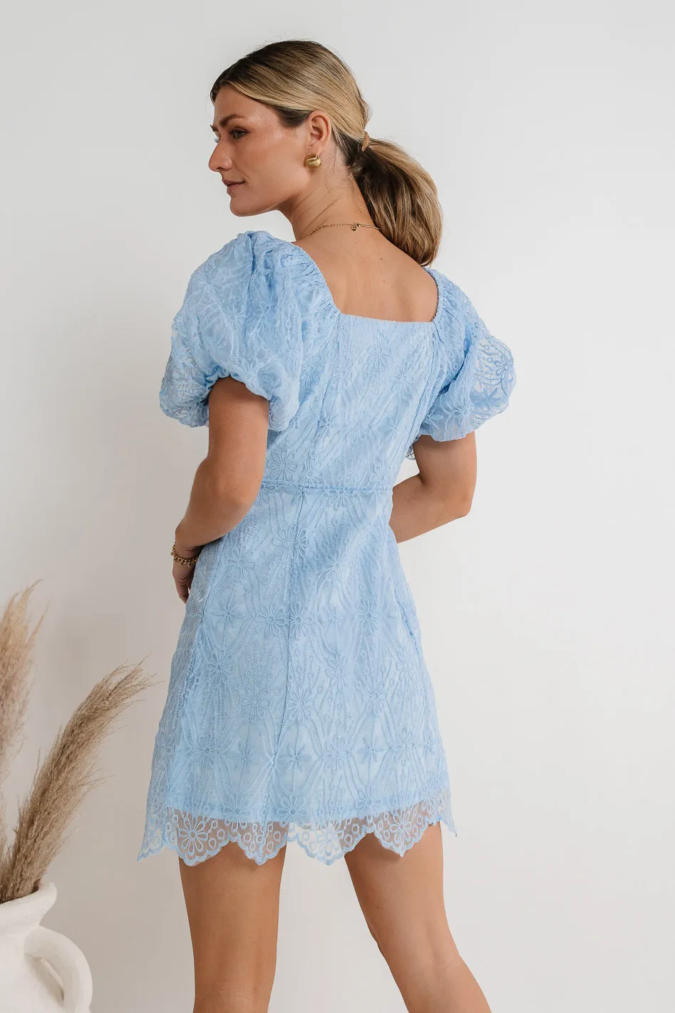 Maye Lace Mini Dress in Blue - FINAL SALE