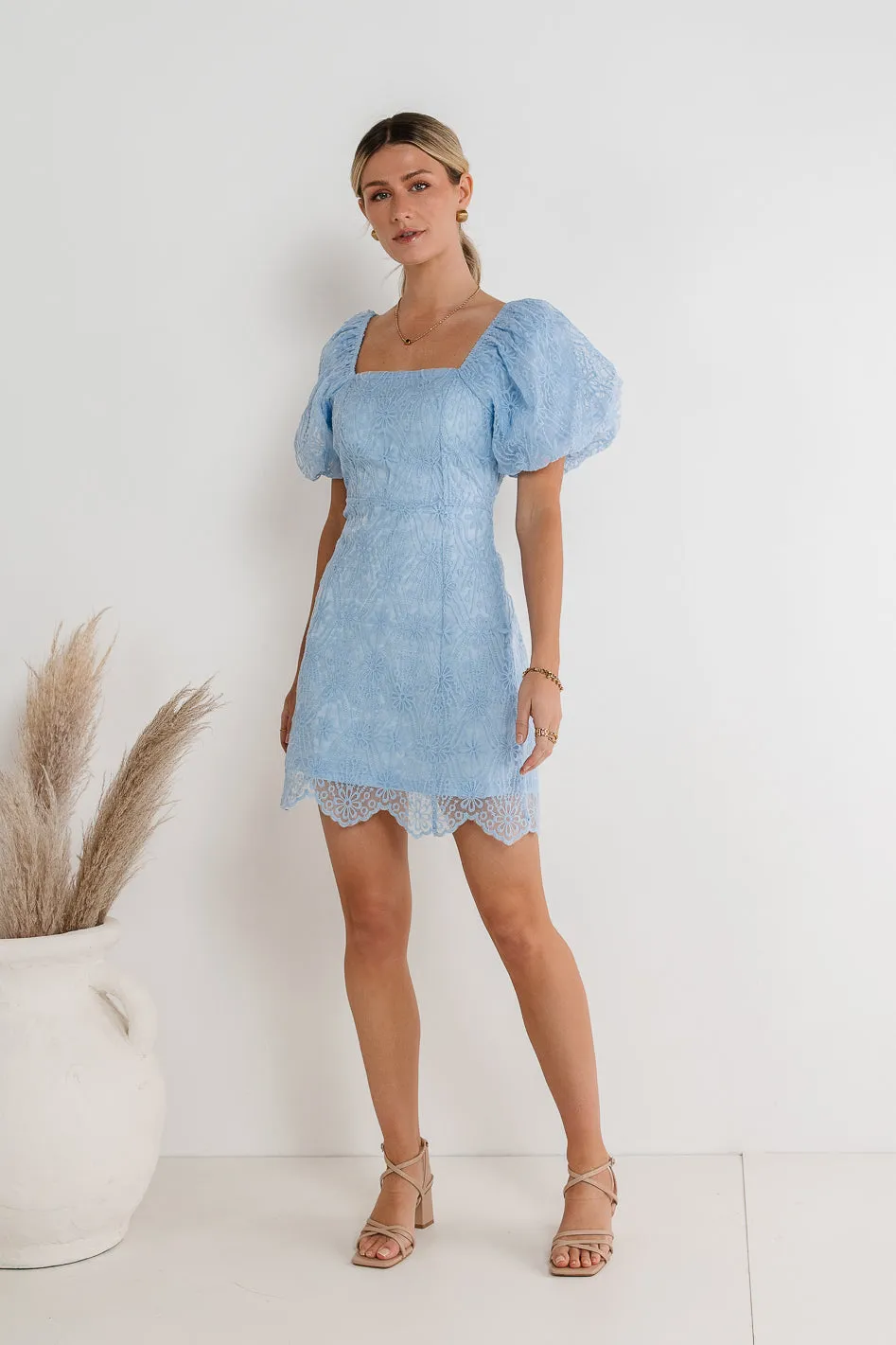 Maye Lace Mini Dress in Blue - FINAL SALE