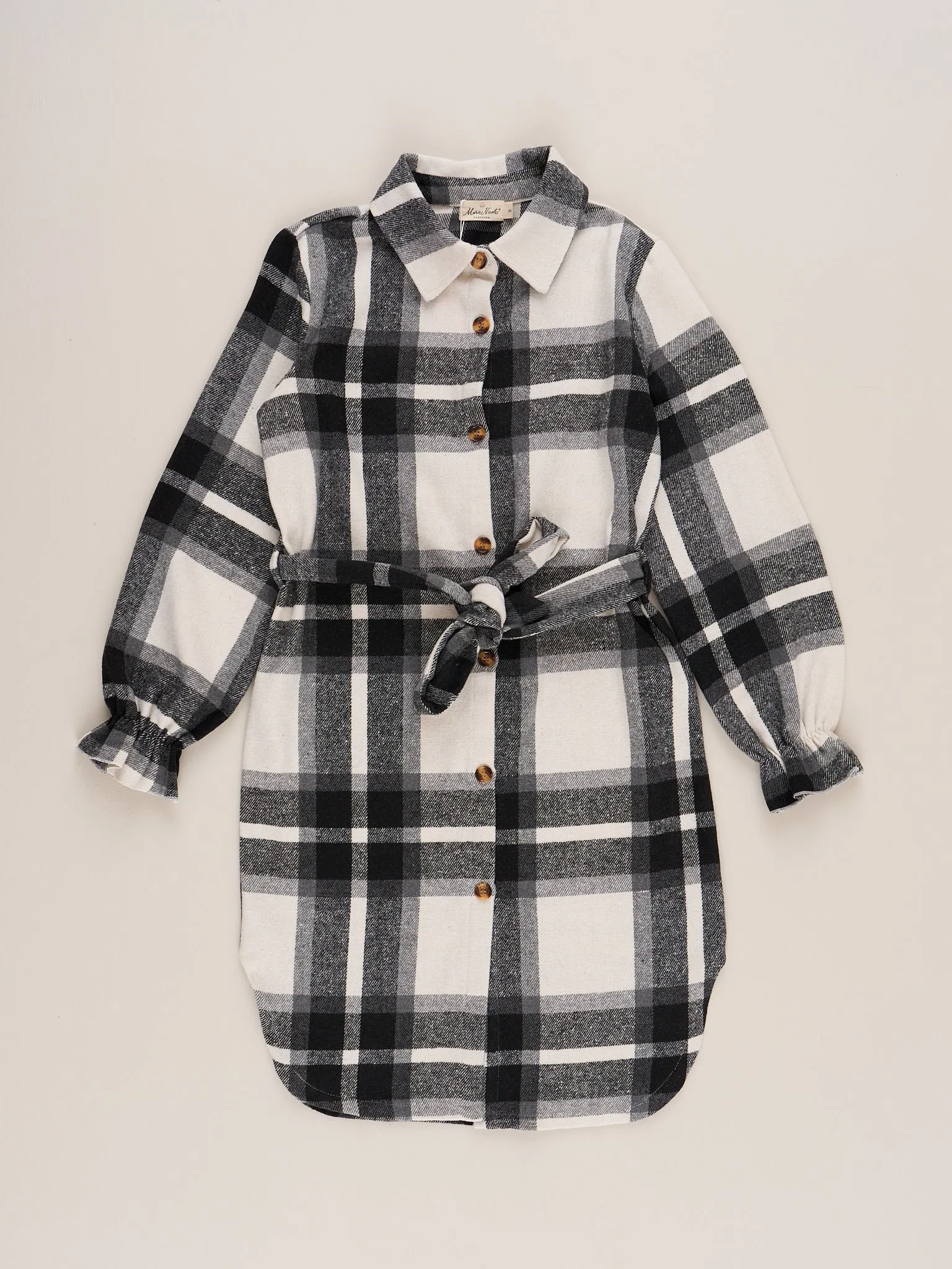 Mom & Me Long Flannel Tunic - Black &  White Plaid