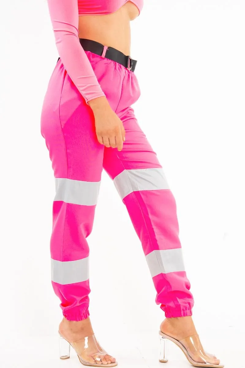 Pink Reflective Belted Trousers - Gennie