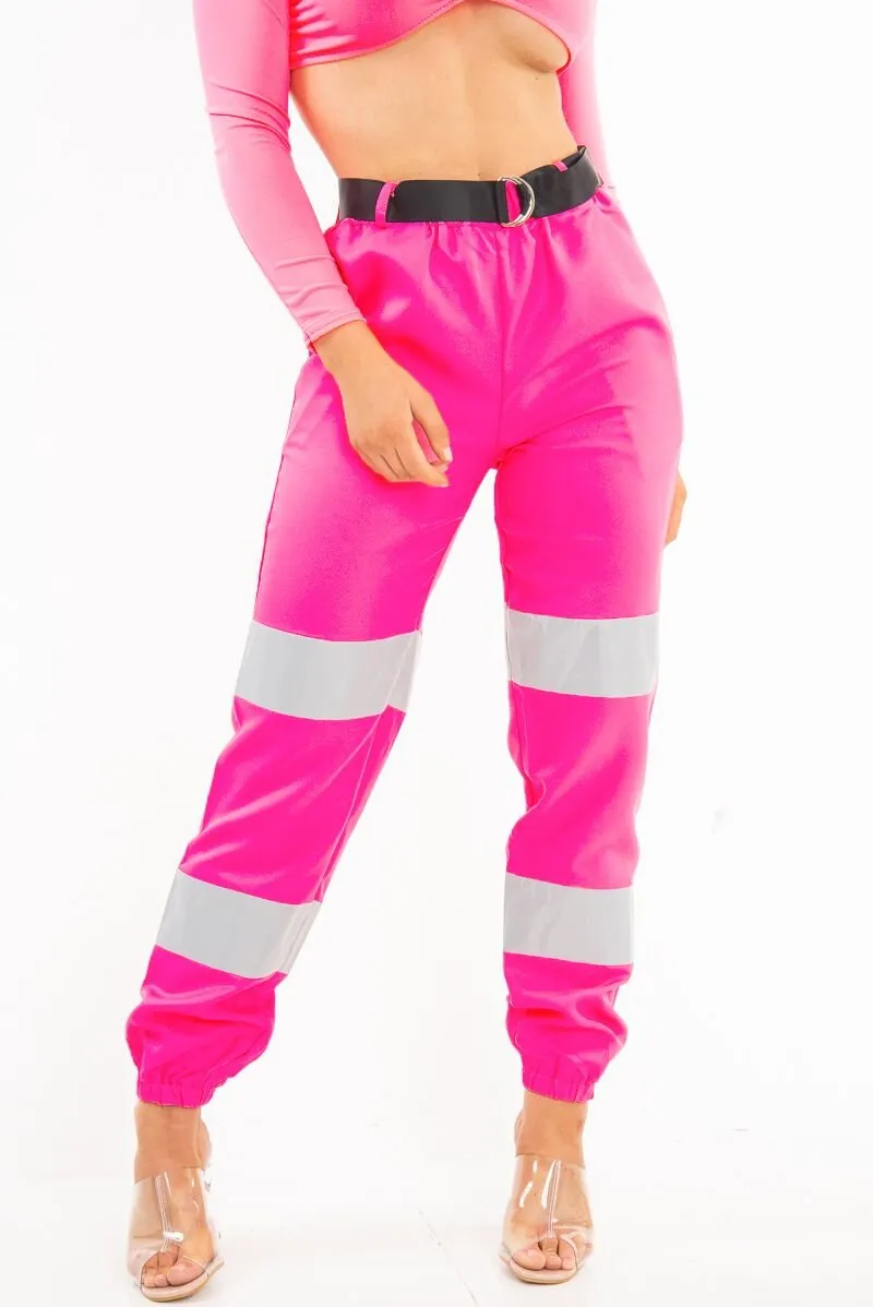 Pink Reflective Belted Trousers - Gennie