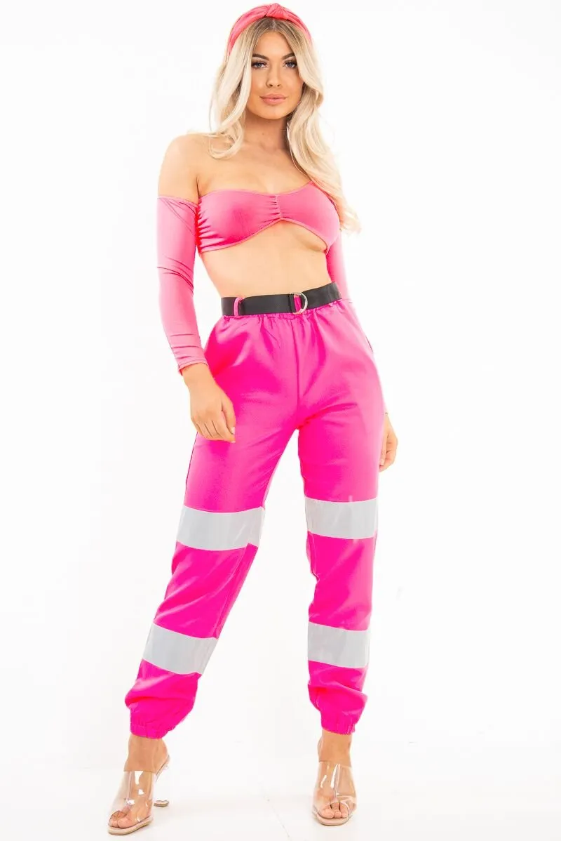 Pink Reflective Belted Trousers - Gennie