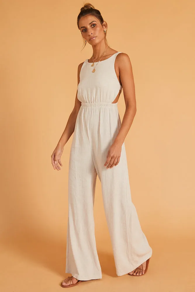 Play This Game Jumpsuit Beige