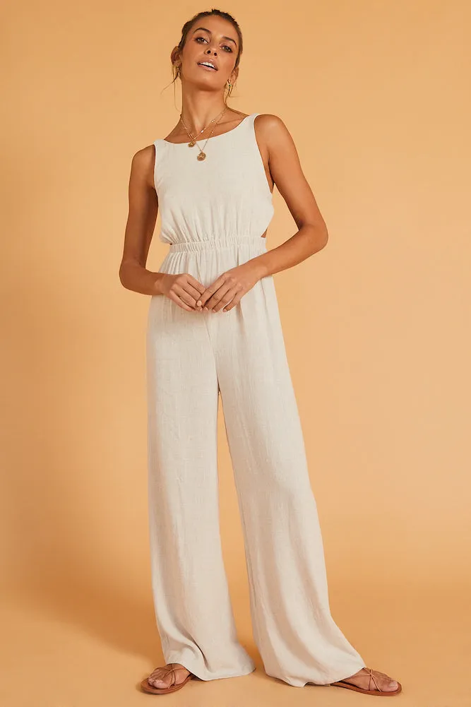 Play This Game Jumpsuit Beige