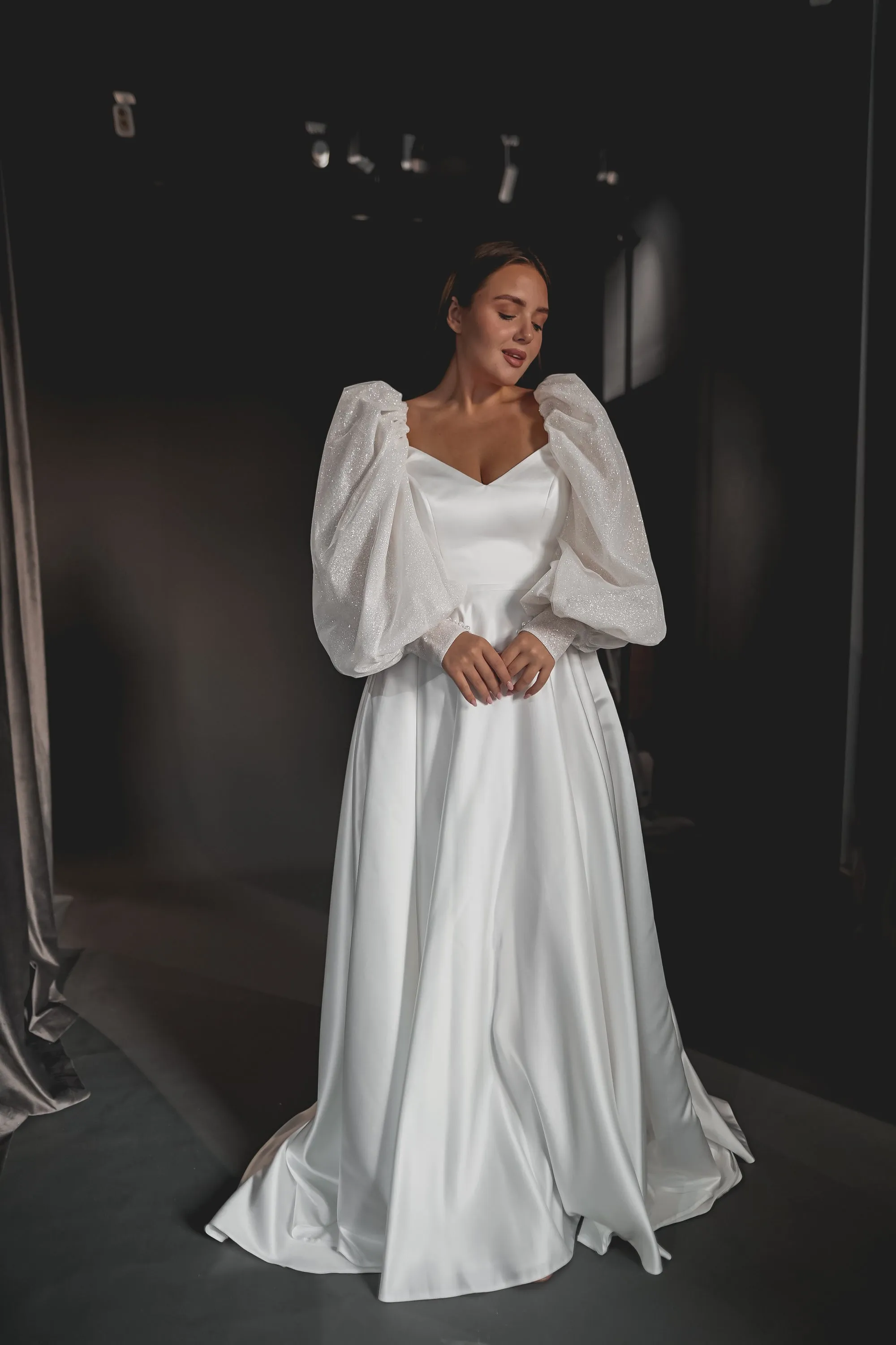 Plus Size Satin Wedding Dress Sentea with Front Slit