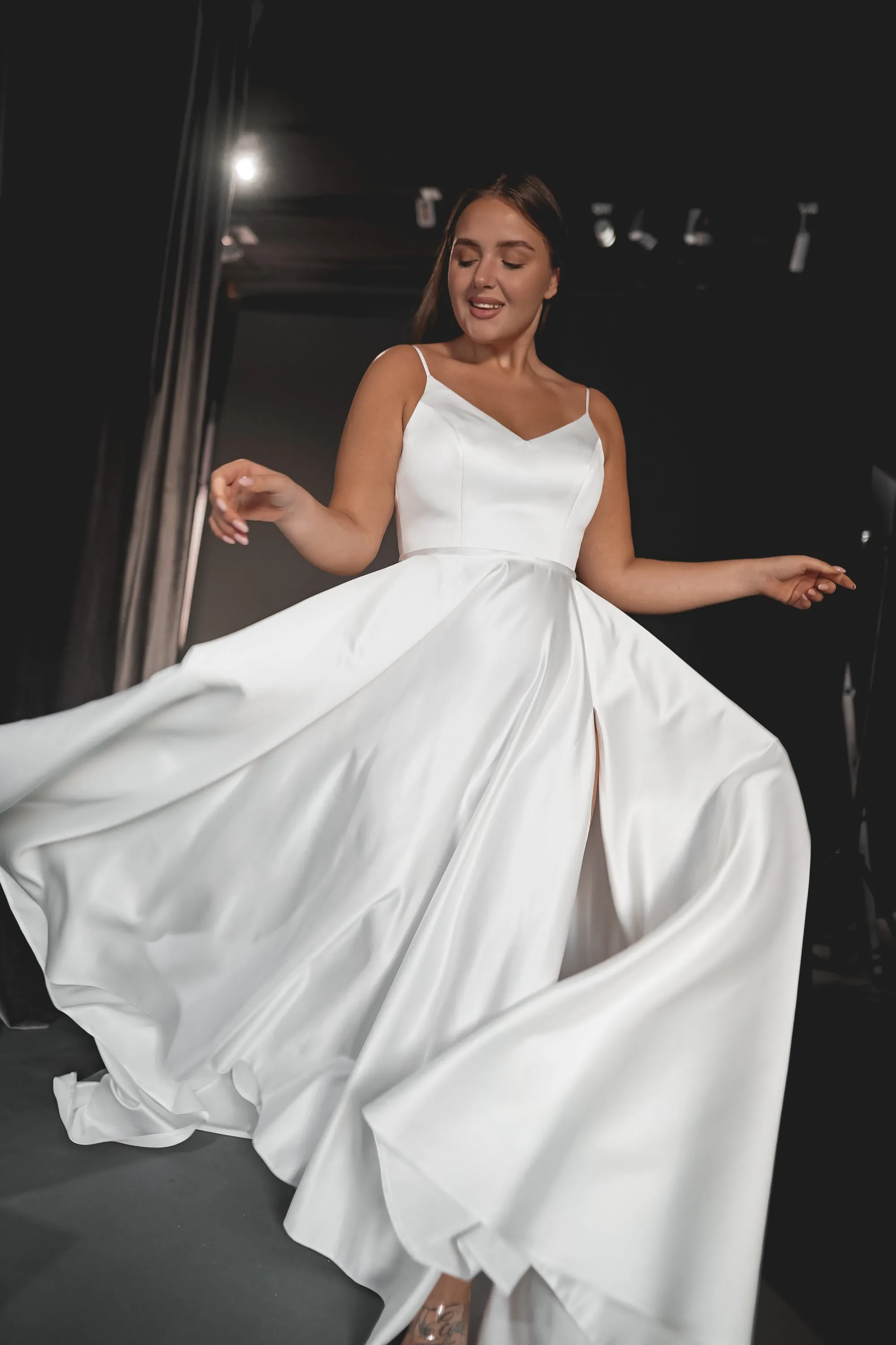 Plus Size Satin Wedding Dress Sentea with Front Slit