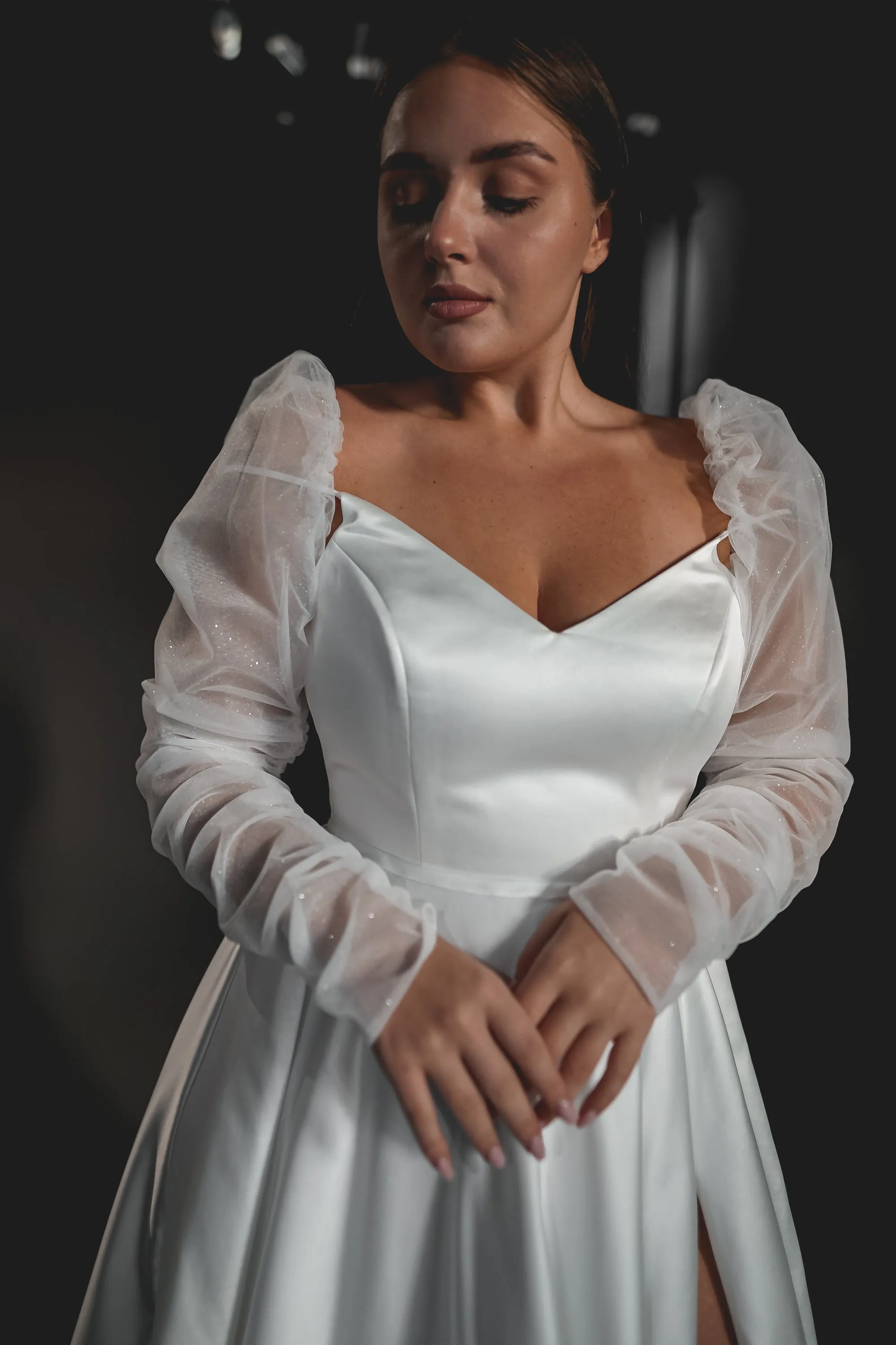 Plus Size Satin Wedding Dress Sentea with Front Slit