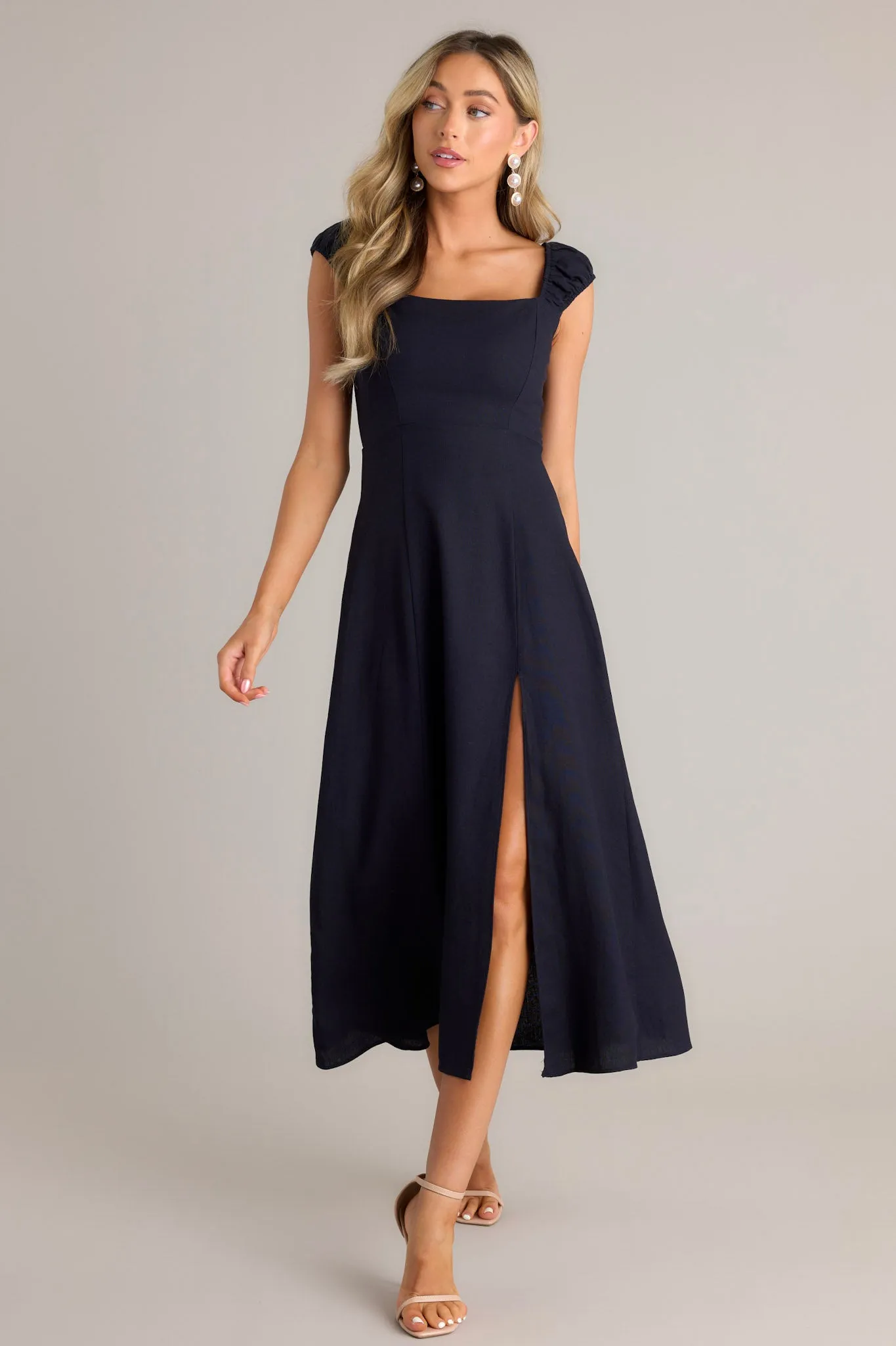 Radiant Reverie Navy Midi Dress