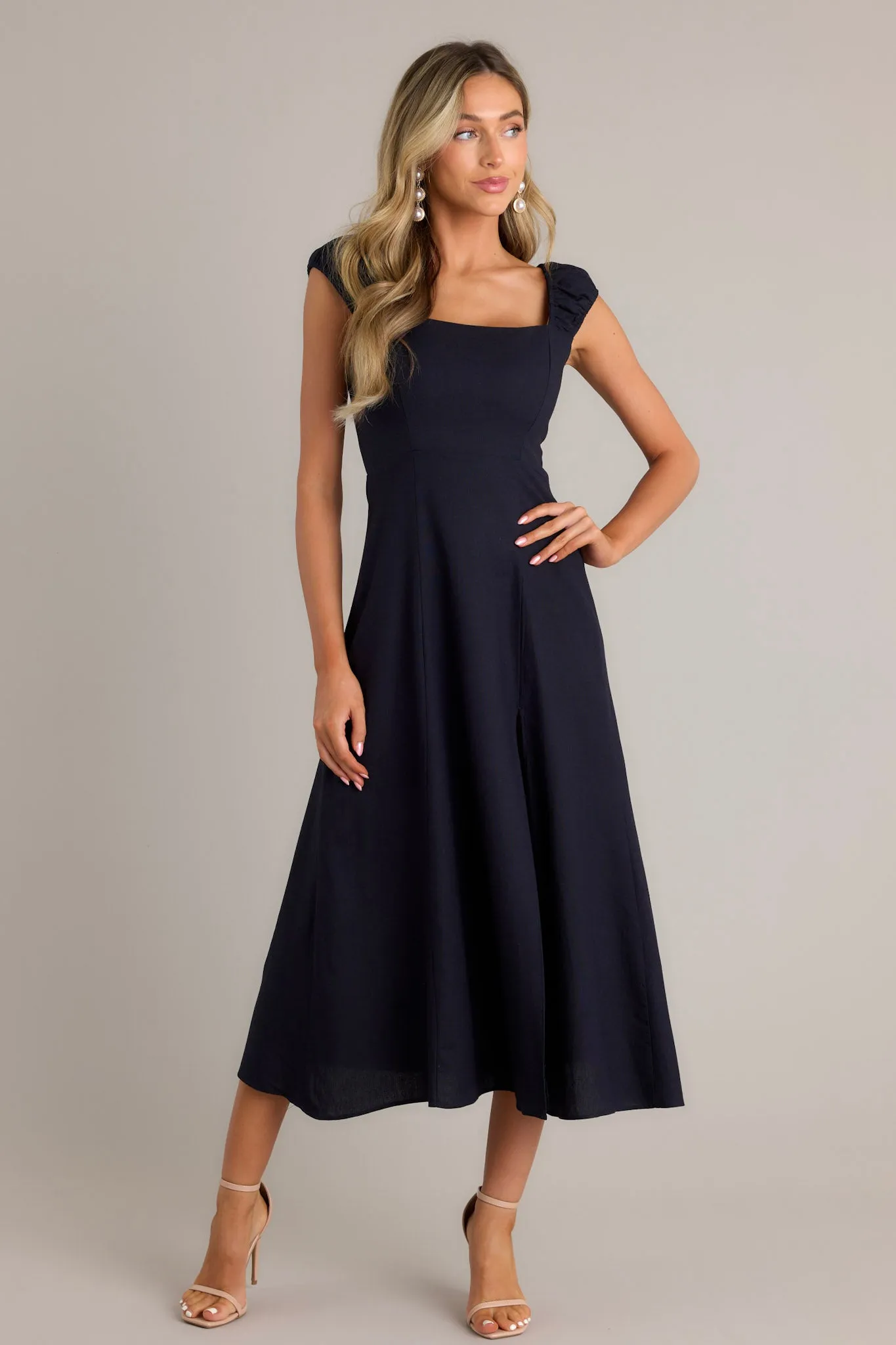 Radiant Reverie Navy Midi Dress