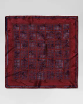 Silk Maroon Printed Pocket Square - Raven