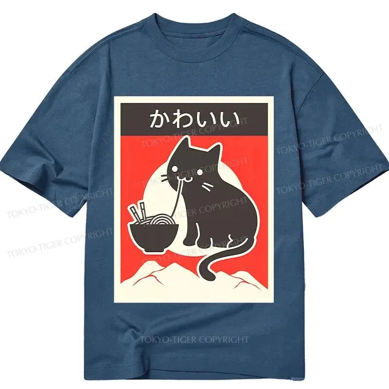 Tokyo-Tiger "Kawaii" Vintage Style Japenese Ramen Cat Classic T-Shirt