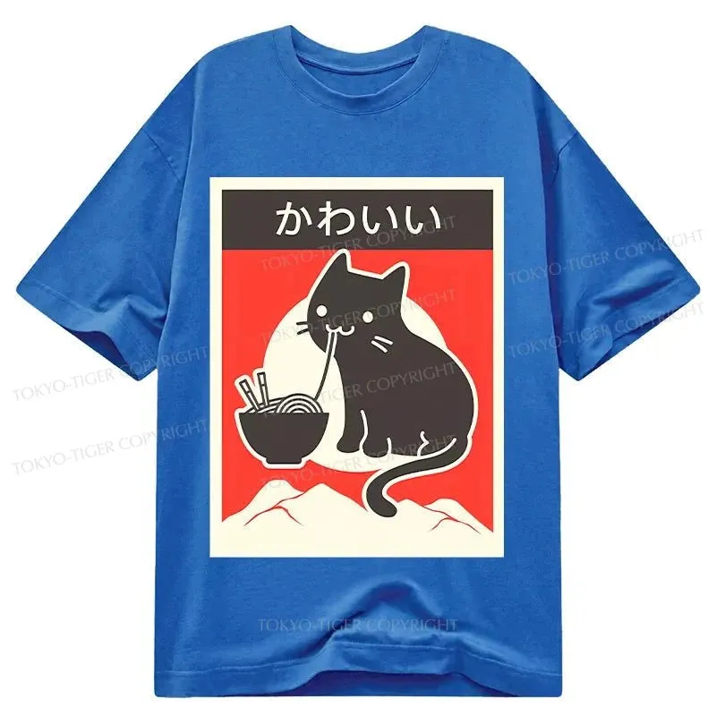 Tokyo-Tiger "Kawaii" Vintage Style Japenese Ramen Cat Classic T-Shirt