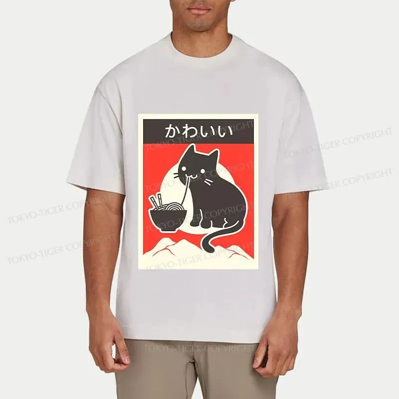 Tokyo-Tiger "Kawaii" Vintage Style Japenese Ramen Cat Classic T-Shirt