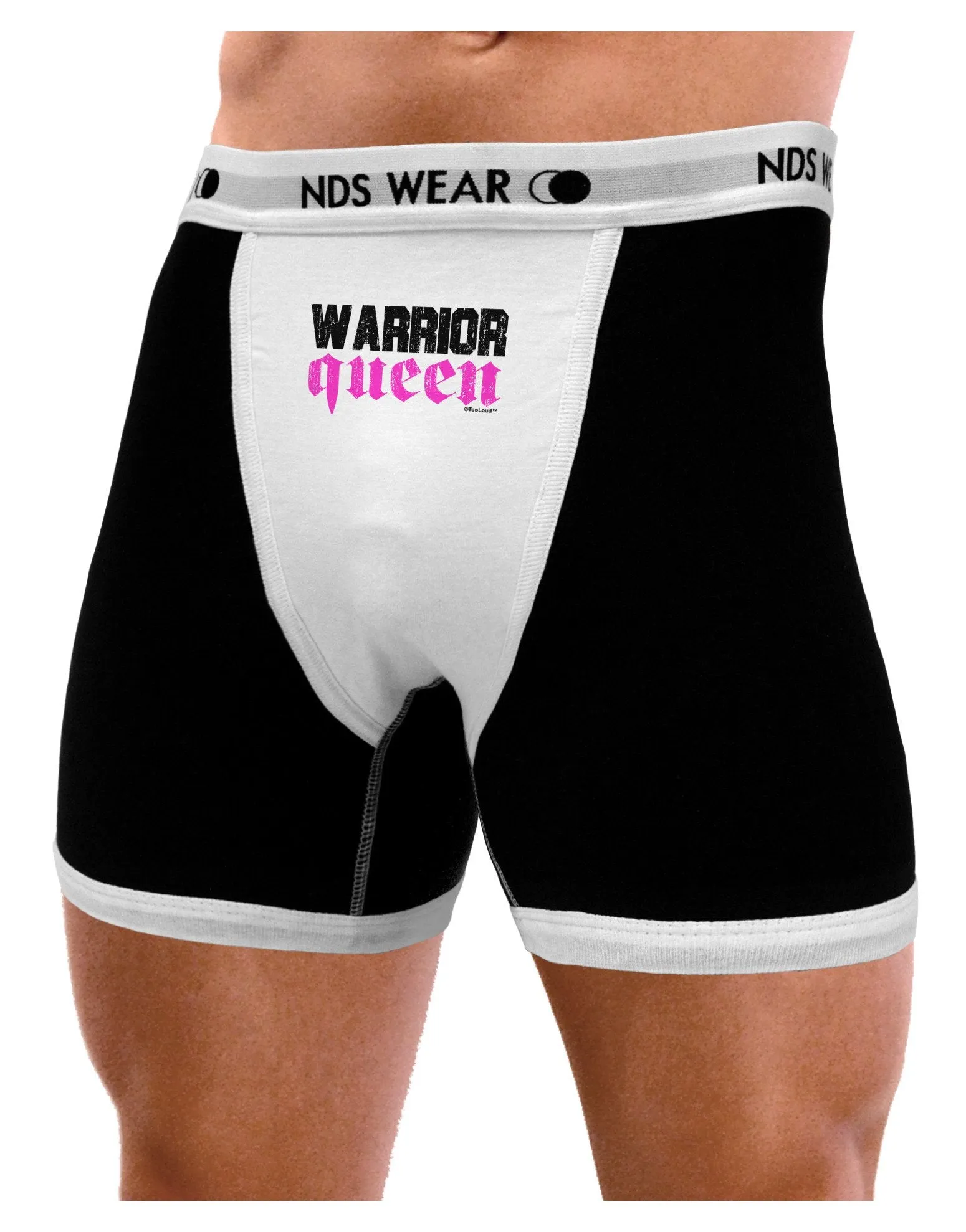 TooLoud Warrior Queen Pink Script Mens Boxer Brief Underwear