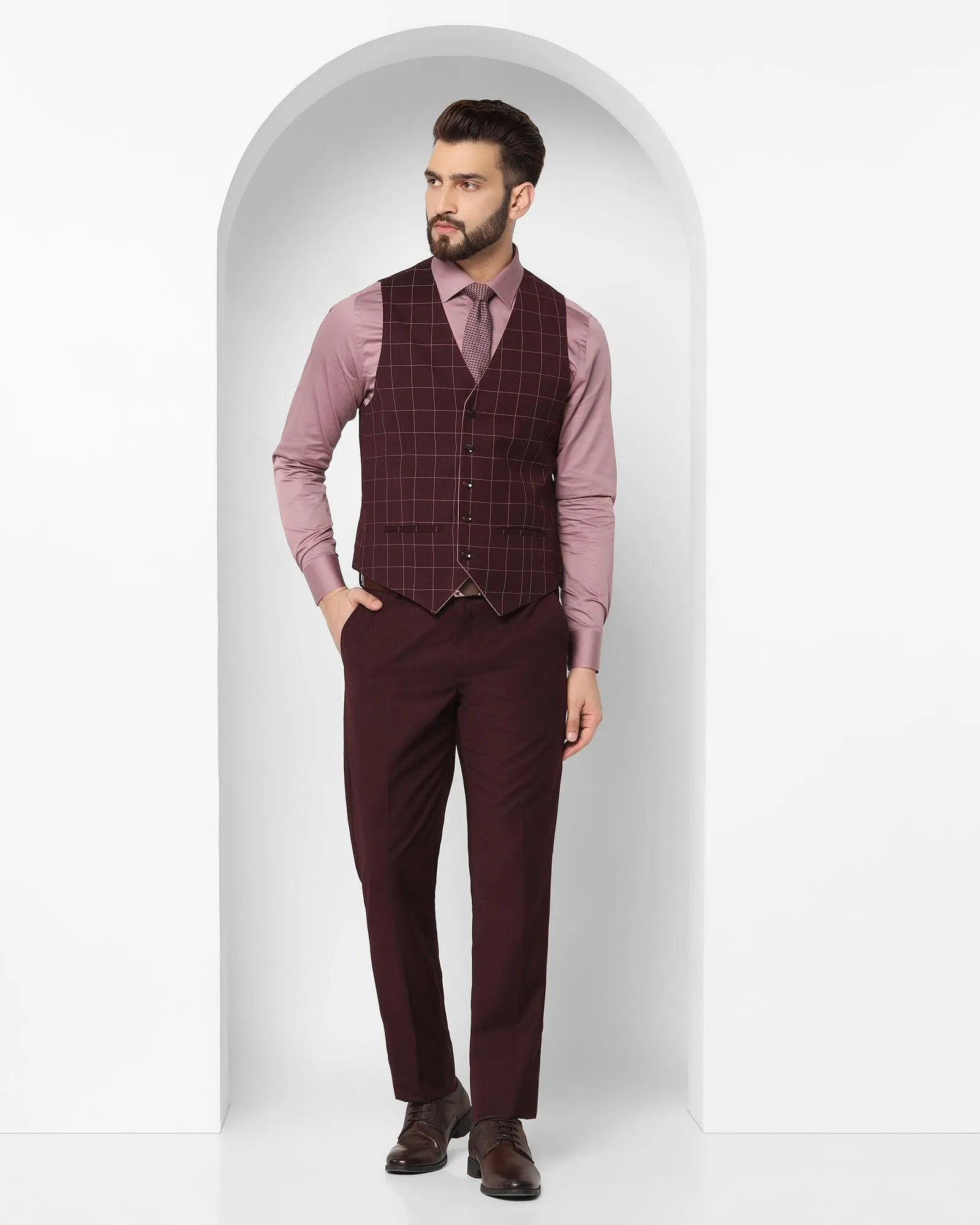 Tuxedo Multitude 6X Wine Check Formal Suit - Micah