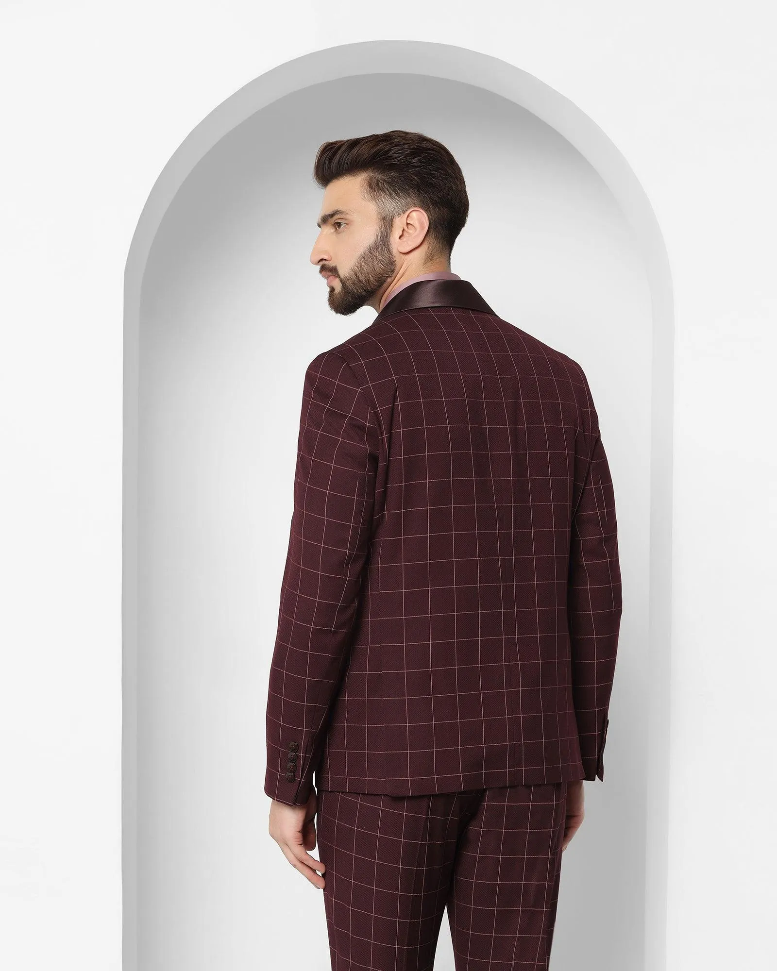 Tuxedo Multitude 6X Wine Check Formal Suit - Micah