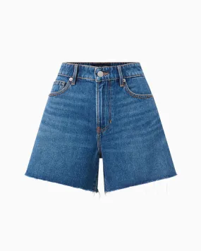 Veronica Beard Ellis Mid Rise Short in Stone Bright Blue