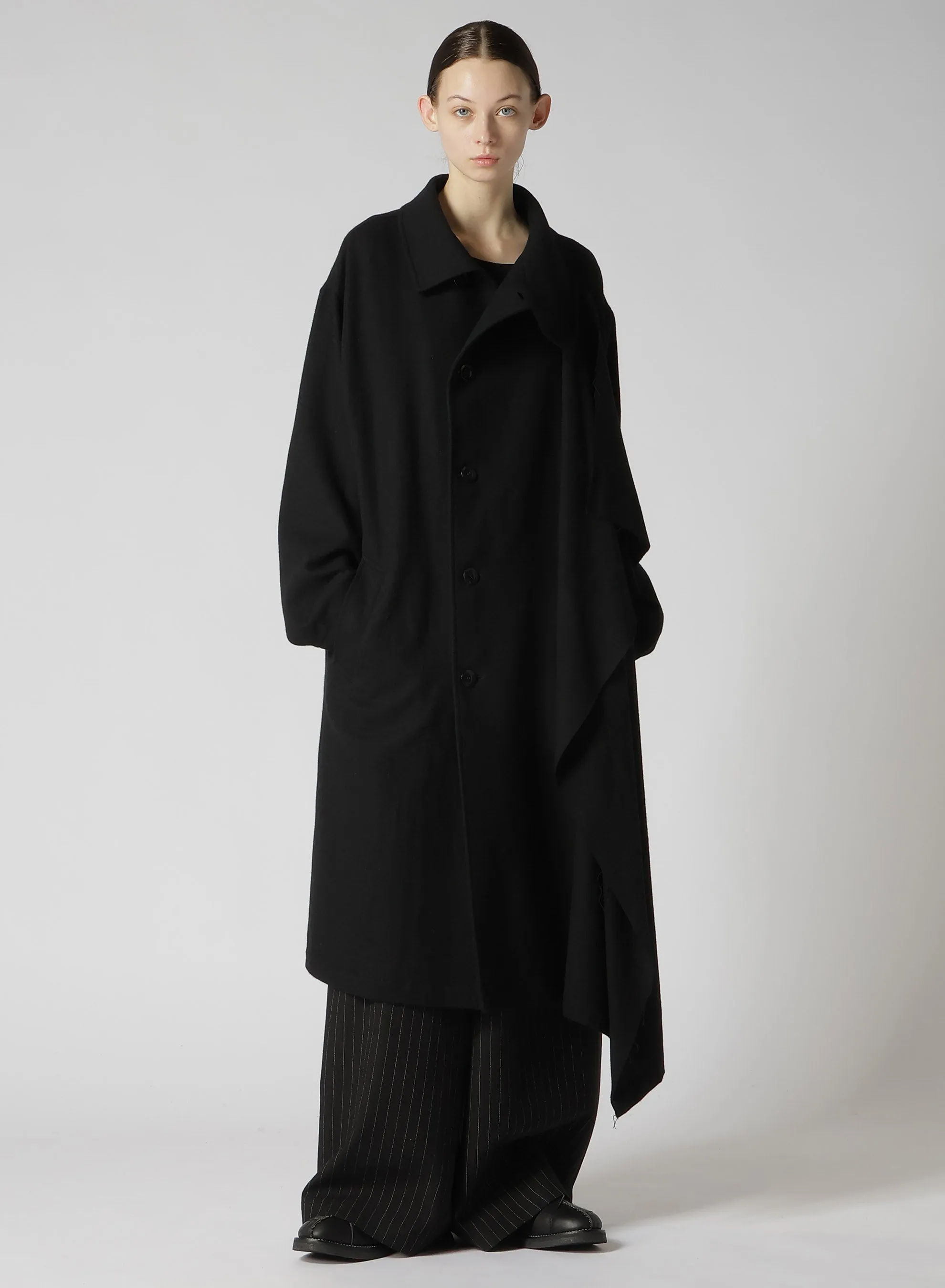 WOOL FLANNEL LEFT FLAP PANEL COAT