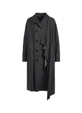 WOOL FLANNEL LEFT FLAP PANEL COAT