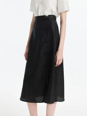 Xiang Yun Silk New-Chinese Style Slit Women Skirt