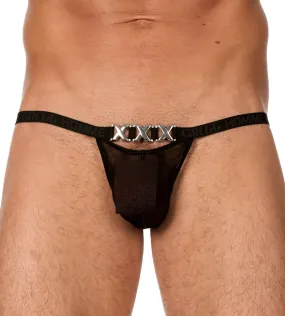 XS GREGG HOMME Thong Transparent Romantic ''PIMP'' Black thongs 96604 161